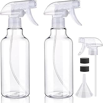 Plastic Spray Bottles Empty Spray Bottle 16.9oz/500ml 2 Pack Heavy Duty Spraying Bottles Mist/Stream Water Bottle for Cleaning Solutions, Essential Oils, Hair, Cooking (Clear)