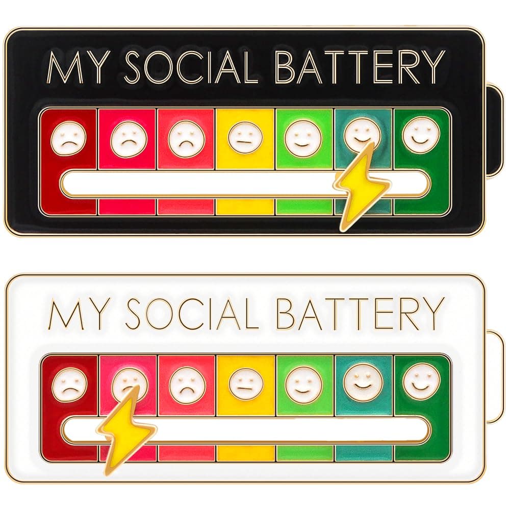 2 Pcs My Social Battery Pin Mood Conversion Creative Expression