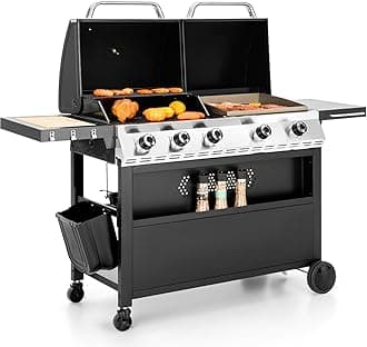 - Sophia & William Propane Gas Grill and Griddle Combo with Porcelain-Enameled Cast Iron Grates, Dual Outdoor BBQ Grill with Flat Top Griddle for Barbecue, 696 SQ.IN. Cooking Area