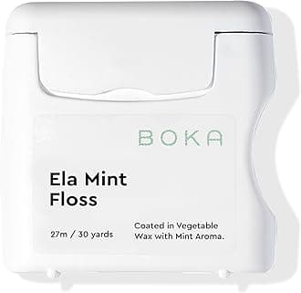 Boka Ela Mint Expandable Woven Dental Floss, Made from Plant-Based Vegetable Wax, Teflon-Free, 30 Yards of Waxed Floss (Pack of 1)