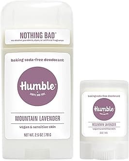 Humble Aluminum-Free Deodorant for Women & Men, Mountain Lavender - Baking Soda-Free Natural Deodorant Stick for Sensitive Skin with Essential Oils for Long-Lasting Odor Control, Full & Travel