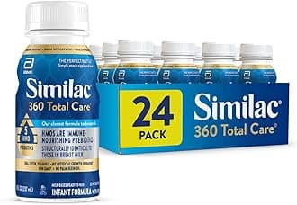 Similac 360 Total Care Infant Formula, Has 5 HMO Prebiotics, Our Closest Prebiotic Blend to Breast Milk, Non-GMO, Baby Formula, Ready to Feed, 8-fl-oz Bottle, Pack of 24