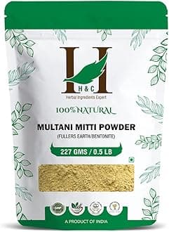 H&C Herbal Ingredients Expert Natural Multani Mitti/Fullers Earth Powder (Bentonite Clay) - for Face Pack 227g / 0.5 LB / 08 oz