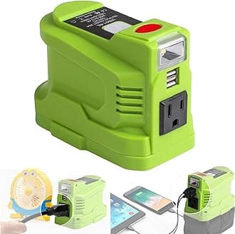 Portable Power Inverter for RYOBI 18V Battery, 150W Inverters Generator Power Source for Ryobi 18V Li-ion Battery w/ 2 USB&LED Light&AC Outlet, DC 18V to AC 110~120V Modified Sine Wave Power Inverter