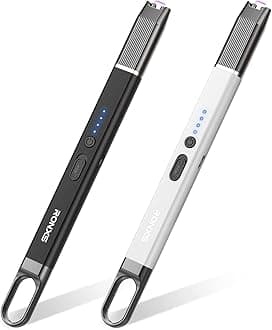 RONXS Lighter Electric Lighter Windproof Flameless Arc Type C Candle Lighters Plasma Rechargeable Lighters with Hanging Hook for Candle BBQ Camping（2PCS)