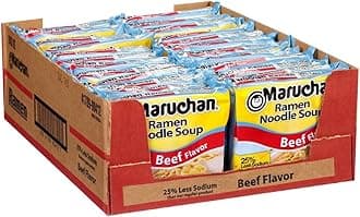 Ramen Less Sodium Beef, Instant Ramen Noodles, Ready to Eat Meals, 3 Oz, 24 Count