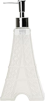 Simple Pleasures Effiel Tower French Vanilla Scented Liquid Hand Soap Dispenser - Plastic Novelty Decorative Refillable Hand Pump for Kitchen Countertops and Bathroom Sinks