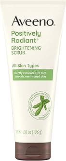 Aveeno Positively Radiant Skin Brightening Daily Facial Scrub with Moisture-Rich Soy Extract, Gently Exfoliates & Cleanses for Soft, Smooth, More Even-Toned Skin, Hypoallergenic, 7 oz