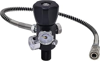 DIN Valve Fill Station Adapter 4500psi/300bar with 20inches Hose Dual Gauge for Charging Scuba Tank Paintball PCP Airsoft Diving HPA Cylinder