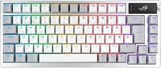 ASUS ROG Azoth White RGB Gaming Keyboard (QWERTZ Layout, 75% Keyboard Form Factor, Mechanical ROG NX Switches, OLED Display, Wireless with Bluetooth, 2.4GHz RF, USB, Windows and MacOS Mode, White)