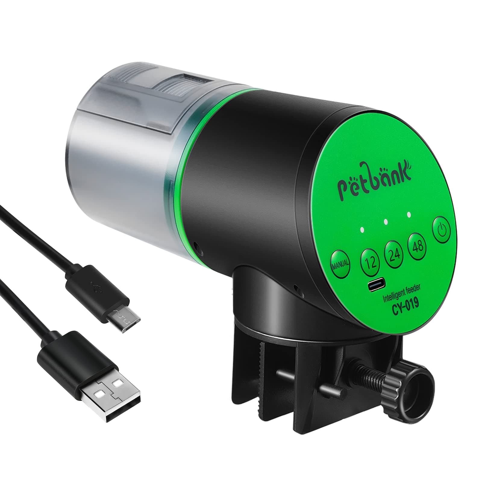 Automatic Fish Feeder, Fish Feeder Automatic Fish Feeder with Type-C Charging Cable, Fish Feeder for Aquarium, Fish Tank, 200 ml Capacity, Green