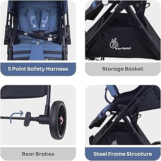 R for Rabbit Street Smart Nova Stylish Baby Stroller, Pram with Reversible Handle, One Hand Fold Mechanism for 0-3 Years Boy & Girl (Blue Black)