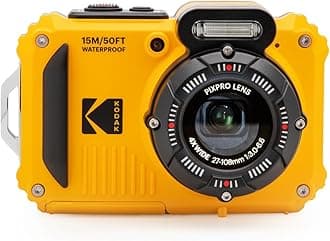 KODAK PIXPRO WPZ2 Waterproof Digital Camera, 16MP with 4X Optical Zoom, Shockproof, Dustproof, 1080p Video, Wi-Fi, Waterproof to 50ft, Yellow