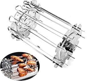 OKUYAN Rotating Kebab Skewers Stainless Steel Roaster Rotisserie Needle Cage Oven Maker Grill - Includes 10 Skewers - Fits Most Air Fryer Oven Rotisserie Grill