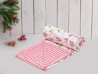 COZY FURNISH Super Soft Brushed Microfiber Cotton 3 Layer Breathable Double Dohar Lightweight Bed Dohar 84X96(Inches) 213X243(CM) Flannel Dohar Throws for Bed| TC - 144, pink green