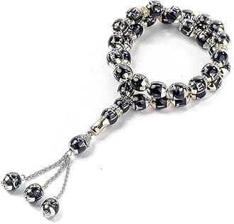 WBTY Tasbih Prayer Beads Allah & Muhammad Islamic Prayer Rosary Muslim Islam Misbaha Tasbeeh Sibha 33 Prayer Beads Bracelet (black)