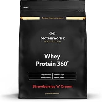 THE PROTEIN WORKS - Whey 360 | Premium Whey Shake | Whey Powder Blend | No Added Sugar Shake | 20 Servings | Strawberries 'n' Cream | 600g