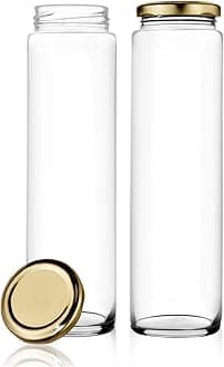 Ash & Roh® - Clear Glass Jar And Container With Air Tight Lid Storage of Spices and Dry Fruit (500 ML BAMBOO JAR, 2)