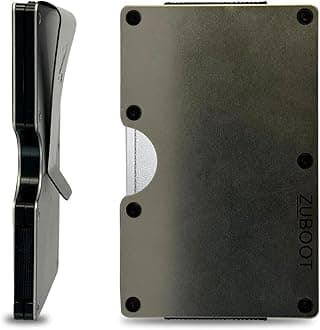 Titanium RFID Wallet for Men – Slim Metal Card Holder with Built-In Cash Clip & AirTag Holder – Aerospace-Grade Stainless Steel with Titanium Finish Minimalist Wallet | Holds 16 Cards (Cash Clip)