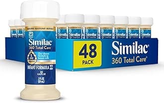 Similac 360 Total Care Infant Formula, Has 5 HMO Prebiotics, Our Closest Prebiotic Blend to Breast Milk, Non-GMO, Baby Formula, Ready to Feed, 2-fl-oz Bottle, Pack of 48