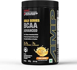 GNC AMP Gold Series BCAA Advanced | 400 gm | 30 Servings | Fastest Muscle Recovery | Maximized Workout Performance | Formulated In USA | 7g BCAA | 1g L-Glutamine | 1g L-Citrulline | Tangy Orange