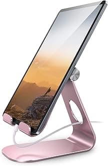Lamicall Tablet Stand Adjustable, Tablet Stand : Desktop Stand Holder Gifts Compatible with Tablet Such as iPad 2018 Pro 9.7, 10.5, Air Mini 4 3 2, Kindle, Nexus, Tab, E-Reader (4-13'') - Rose Gold