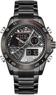 Men's Multifunction Waterproof Sport Analog Digital Quartz Watch with Chronograph Dual Time