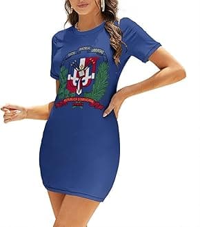 Skirts for Womens Summer Fall Dress Top Dominican Flag Casual V Neck Long Dress for Fashion Womens Dress M