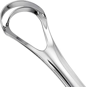 Metal Tongue Scraper for Adults & Kids, Stainless Steel Tongue Cleaner Scrubber for Oral Care - Reduce Bad Breath
