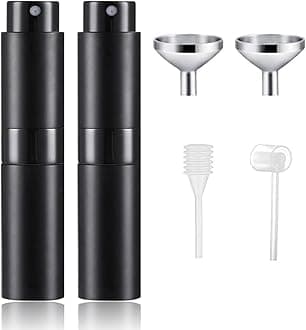 8ml Travel Perfume Atomiser - Mini Refillable Bottle for Aftershave Spray, Upgraded Atomizer Pod and Refill Pump for Outdoor Traveling (2PCS BLACK)