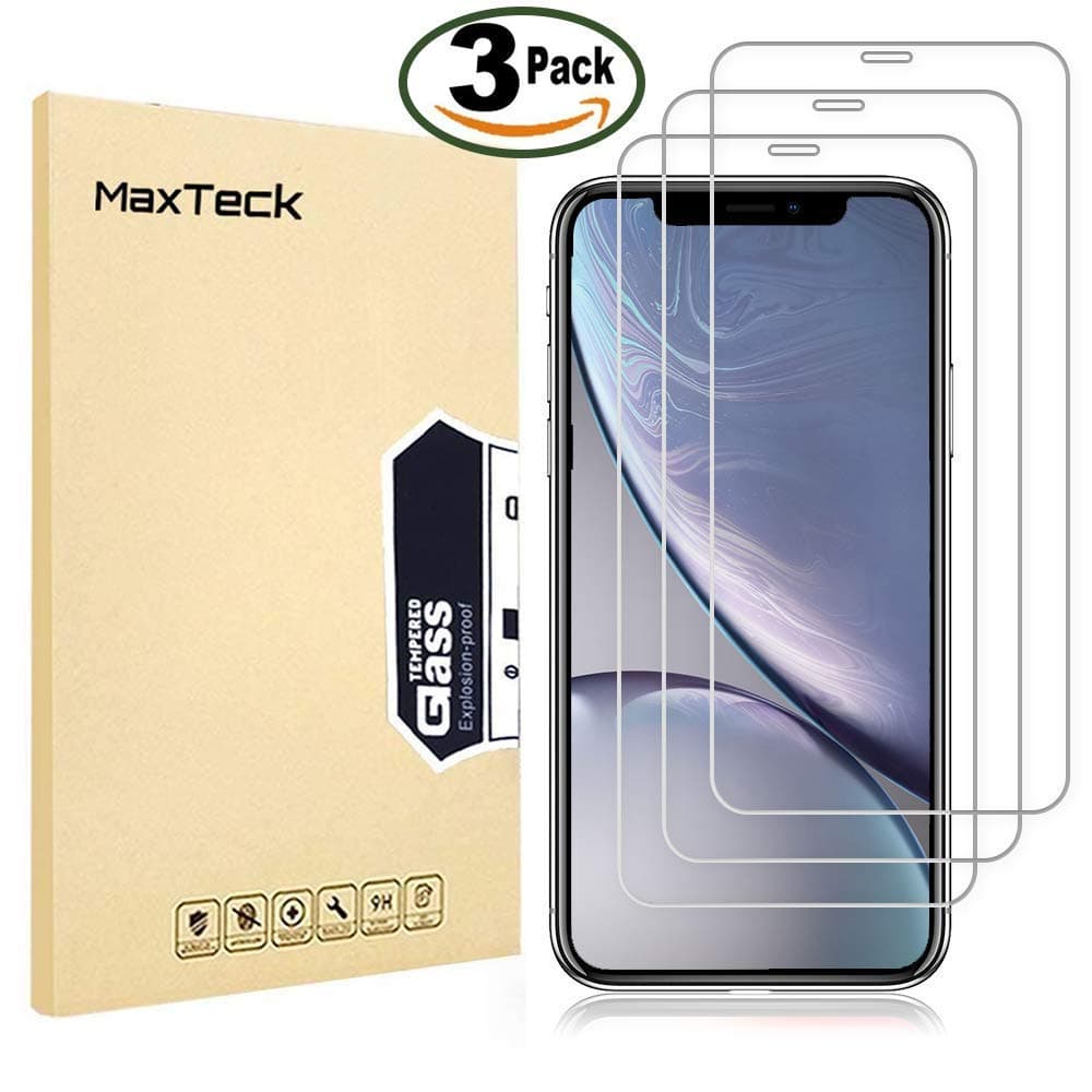 MaxTeck [3 Pack] iPhone 11 iPhone XR Screen Protector, 0.26mm 9H Tempered Glass Screen Protector Anti-Shatter Film for iPhone 11 iPhone XR 6.1 inch [3D Touch Compatible]