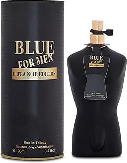 AFLUXE Blue Men Ultra Noir Edtion Sensual Woody Fragrance for Men | Long Lasting Cologne Aromatic Scent, Eau de Parfum Natural Spray - Great Holiday Gift, 3.4 Fl Oz/100 Ml