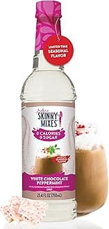 Jordan's Skinny Mixes Sugar Free Coffee Syrup, White Chocolate Peppermint Coffee Flavoring Syrup, Zero Calorie Drink Mix for Lattes, Baking, Protein Shake, Dairy & Gluten Free, Kosher, 25.4 Fl Oz