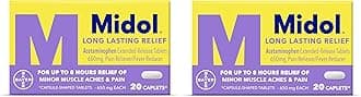 MidolLong Lasting Relief 20ct: Midol Long Lasting Relief, Menstrual Symptom Reliever & Fever Reducer, Caplets with Acetaminophen for Menstrual Pain Relief - 20 Count (Pack of 2)