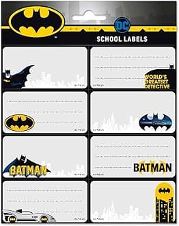Grupo Erik Batman Stickers | Self Adhesive Labels for Food, Gifts, and School | Batman Merchandise