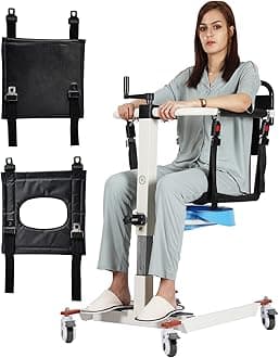 Patient Lift Transfer Chair, Patient Lift for Home, Wheelchair Lift for Car, with Hard Seat Cushion, Bedside Commode Bathroom Wheelchair for Elderly, Transport Chairs for Seniors (with Bedpan)