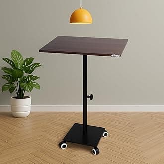 Adjustable Height Overbed Sofa Table with Wheels | Multipurpose Side Table for Laptop, Study, Dining & Work from Home | Wooden Top, Metal Base | Easy to Move & Space-Saving Design (65-100 Cms)