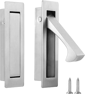 Malimali Pocket Door Pull Handle, Edge Pull, Stainless Steel Pocket Door Hardware Recessed Sliding Door Pulls Finger Flush Pull (Brushed Steel, 2 Pack)