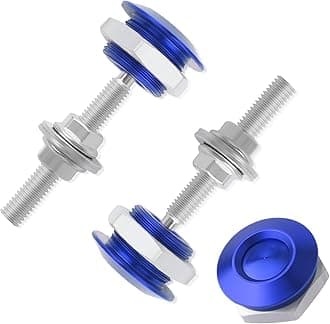 2PCS Hood Pins Kit for Car with Spacers & Screws,Aluminum Alloy Bumper Quick Release for Engine Cover Protection,Universal Push-Button Quick Latch Car Accessories (Blue)