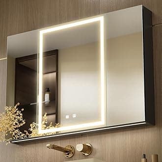 KWW LED Lighted Bathroom Medicine Cabinet with Sockets & USBs, Defogger, Dimmable, 3 Color Light Makeup Mirror, Easy to Install, Wall Mounted Cabinet (3 door-40 * 28)