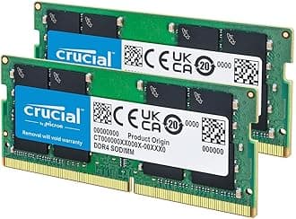 Crucial Laptop Memory Upgrade 32GB (16GBx2) DDR4 3200MT/s (PC4-25600) CL22 SODIMM 260-pin CT2K16G4SFRA32A