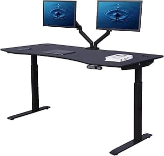 Apexdesk Elite Series 71" W Electric Standing Height Adjustable Desk Memory Controller, 60" Top in Black, Black Frame