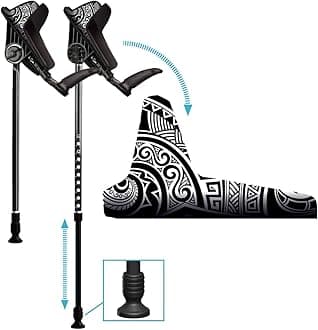 Ergonomic Custom Forearm Crutches for Adults, Multiple Colors, Adjustable Forearm Rotates 15-90 Degrees - Heights 4'4" to 6'4" - 265 lbs Non Weight Bearing