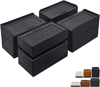 Rectangle Bed Risers, 3 Inch Heavy Duty Adjustable Furniture Risers for Bed Sofa Table and Couch Lift，Support Up to 1,300 Lbs (4 Pack-Black)