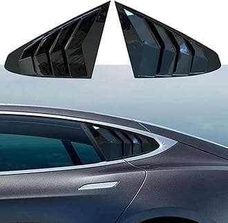 YHCDSEA for Tesla Model S Rear Side Window Covers Louvers Sport Style Cool Exterior Decoration fit Tesla Model S 2017-2025 Accessories (Glossy Black)