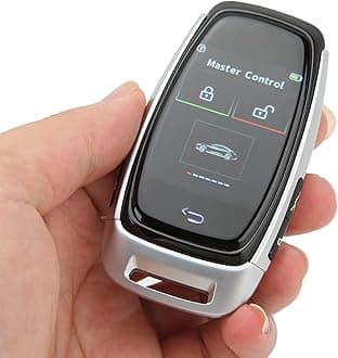 Car Start Stop Remote Key, Smart LCD Key Simple Bluetooth 5.0 Connection Smooth Touch for One Button Start Cars(Silver)
