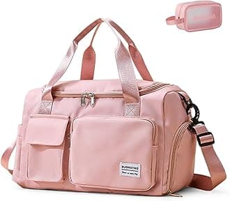 Small Gym Bag for Women, Travel Duffle Bag Carry On Weekender Bag with Shoe Compartment