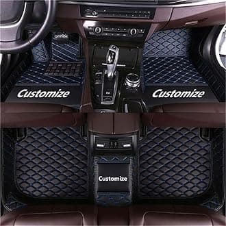 Custom car Floor mats Suitable for 98% car Truck SUV,car mats All Weather Personalized,Full Coverage Luxury Car Mats, Anti-Slip Leather Floor mats.Floor Liner Car Accessories (Black + Blue Line)