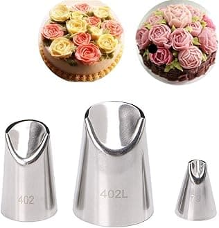 FantasyDay 3 piece Stainless Steel Rose Flower Piping Tips Piping Nozzles Cake Decorating Supplies Cookies Cupcake Icing Decorating Supplies Decorating Kits Frosting Icing Tips Baking Set Tools #7