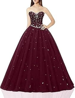 Women's Sweetheart Ball Gown Tulle Quinceanera Dresses Prom Dress